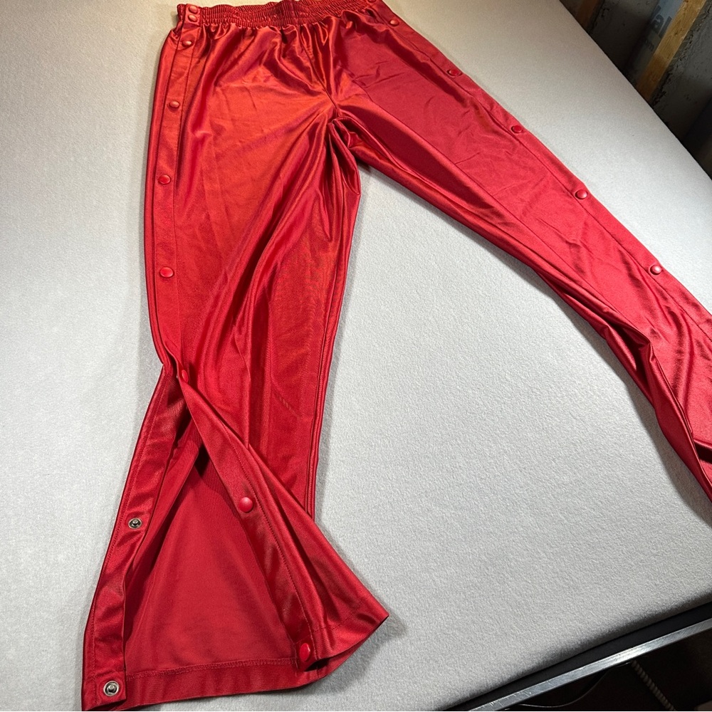 VTG Nike Tearaway Track Pants Men’s L Red Snap Sides Warm Up Basketball Baggy - Picture 5 of 9